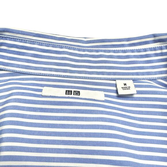 Uniqlo | Women | Blue Stripe Cotton Poplin Casual LS Button Up Shirt | Medium - Picture 8 of 11